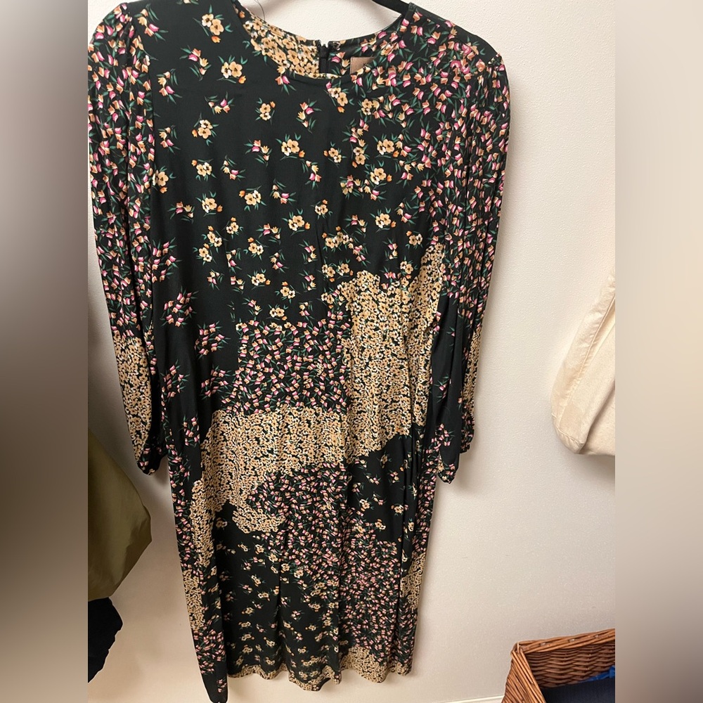 Anthropologie Kachel Floral Black Dress
